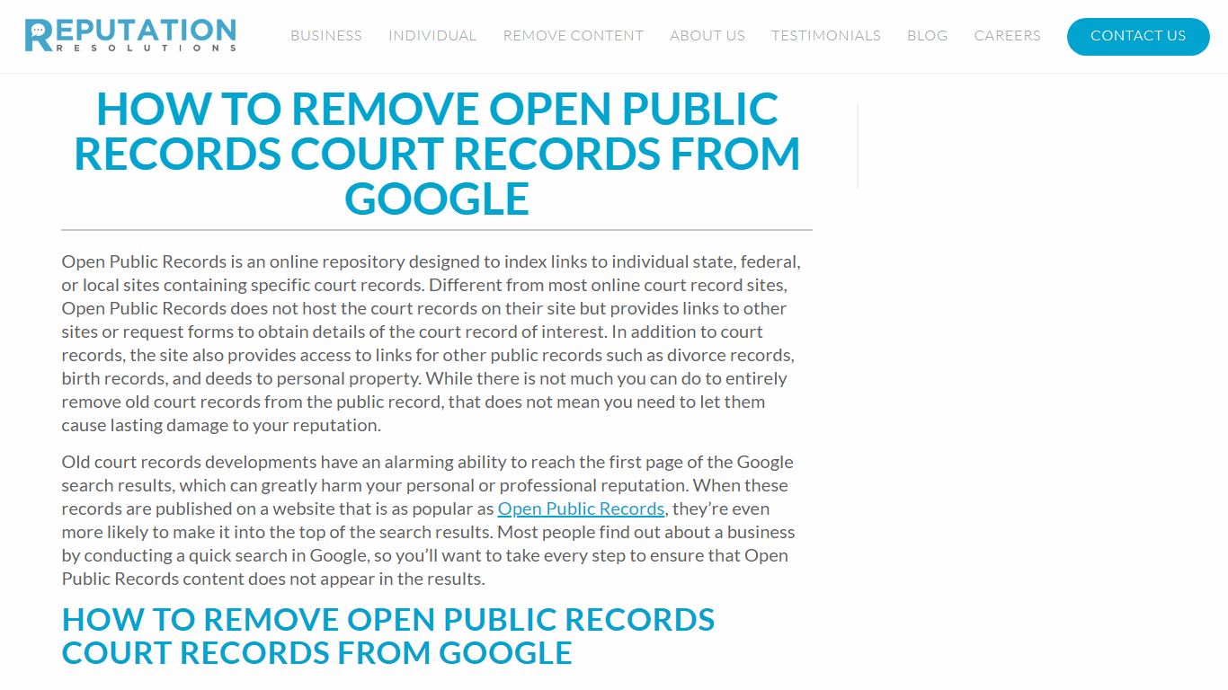 How to Remove Open Public Records Court Records from Google